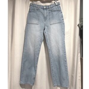 Loft‎ The Straight Jeans Womens 2 26 Light Wash High Rise Patch Pocket Denim